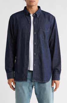 BUCK MASON Nep Denim Button-Down Shirt