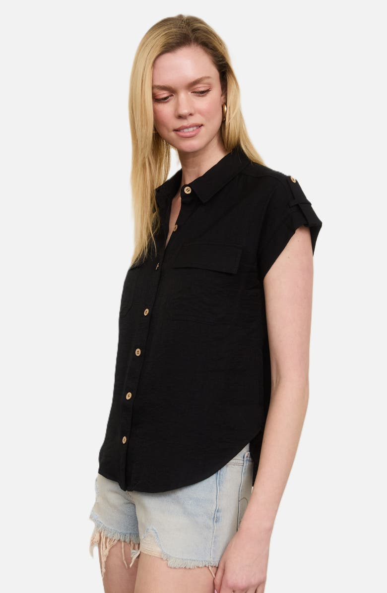 Blu Pepper Button Front Shirt, Alternate, color, Black