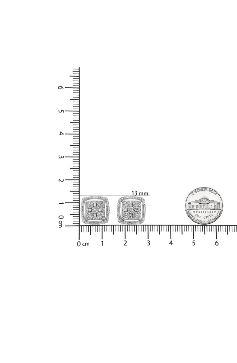 Haus of Brilliance Silver 3/8 Ct Miracle Round Diamond Double Halo Cluster Earrings, Alternate, color, White