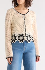 Forgotten Grace Scallop Trim Crochet Sweater