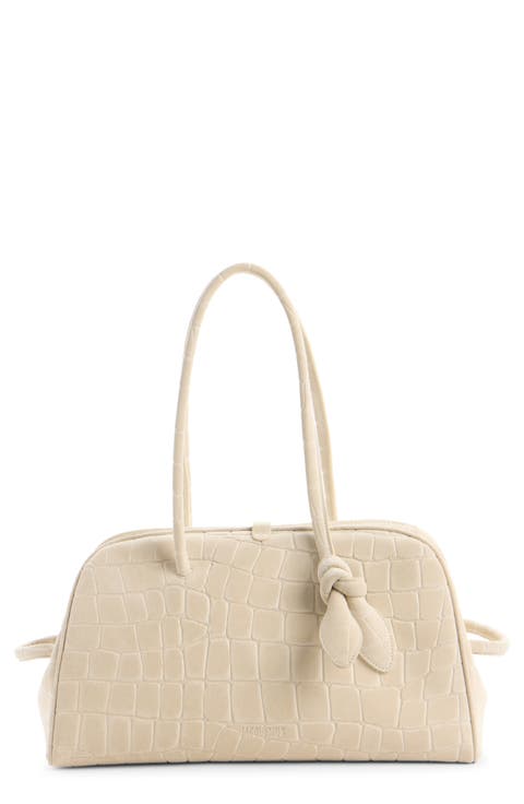 Le Turismo Croc Embossed Suede Bowling Bag