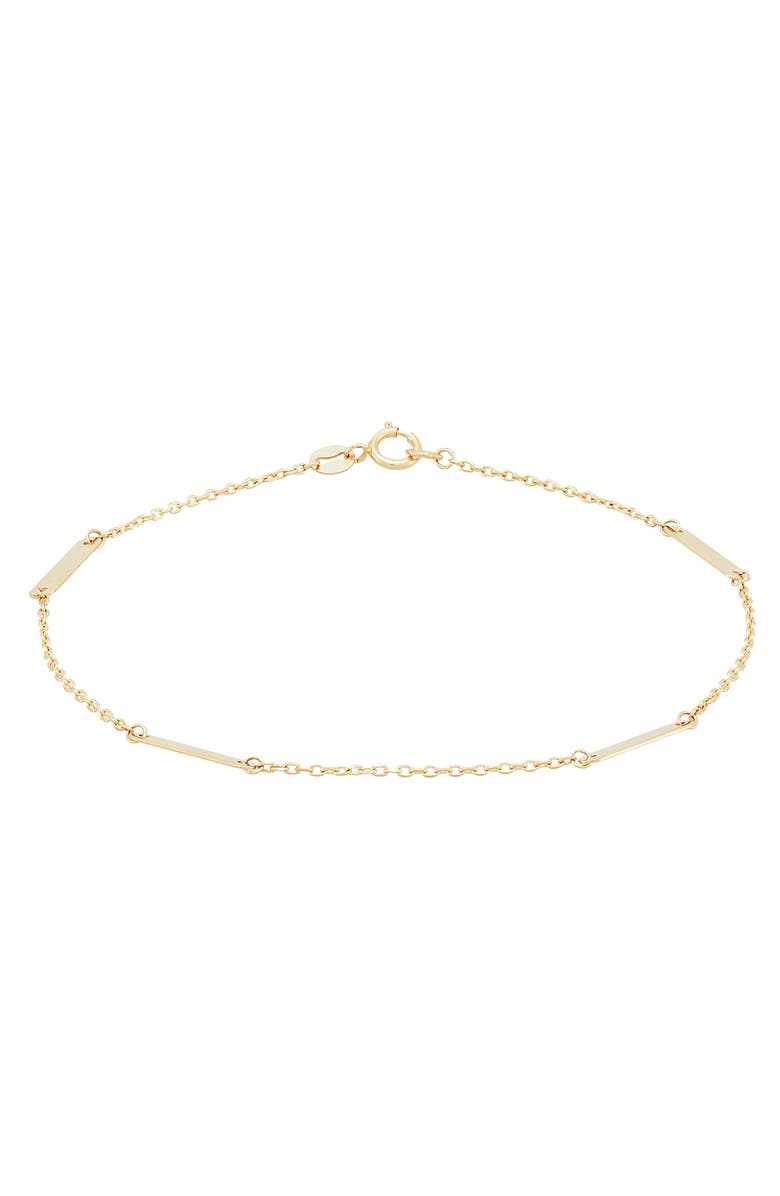 Frankie & Zoe 14K Yellow Gold Flat Bar Station Chain Bracelet, Main, color, Yellow Gold