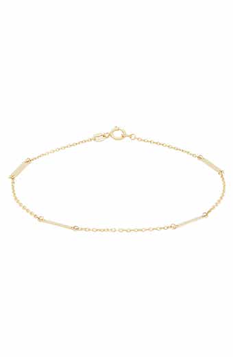 Frankie & Zoe 14K Yellow Gold Flat Bar Station Chain Bracelet