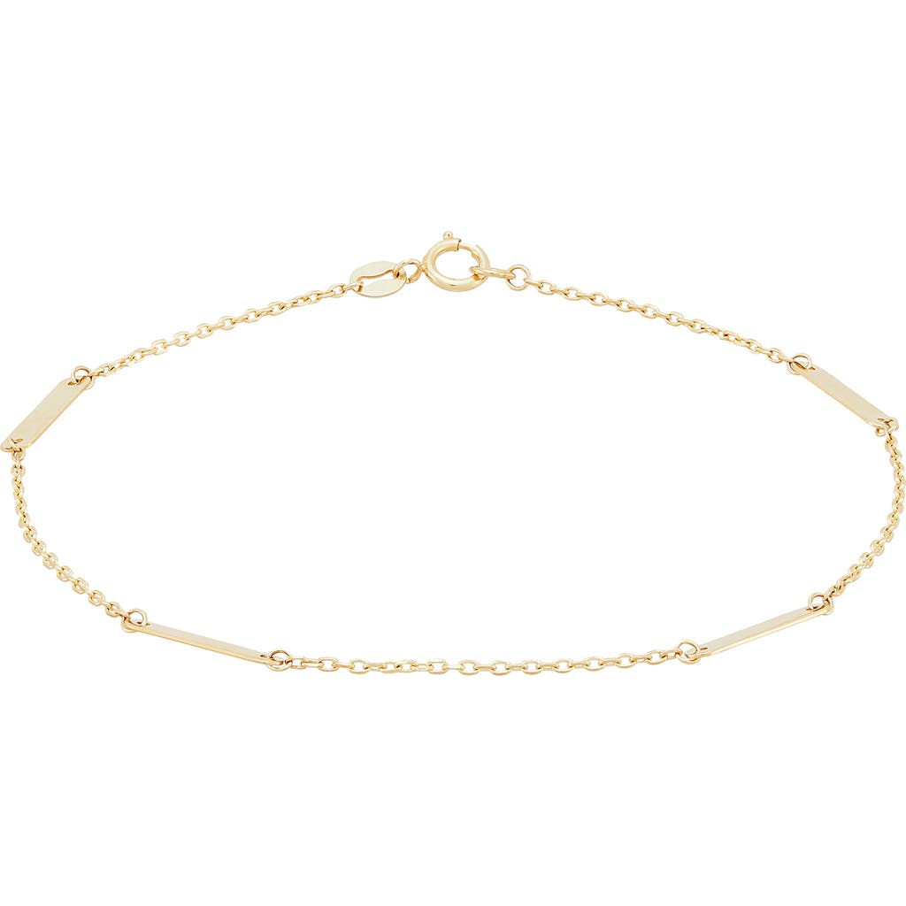 Frankie & Zoe 14k Yellow Gold Flat Bar Station Chain Bracelet In Gold