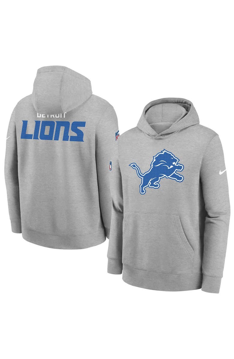 Nike Youth Nike  Silver Detroit Lions Sideline Club Fleece Hoodie, Main, color, Silver