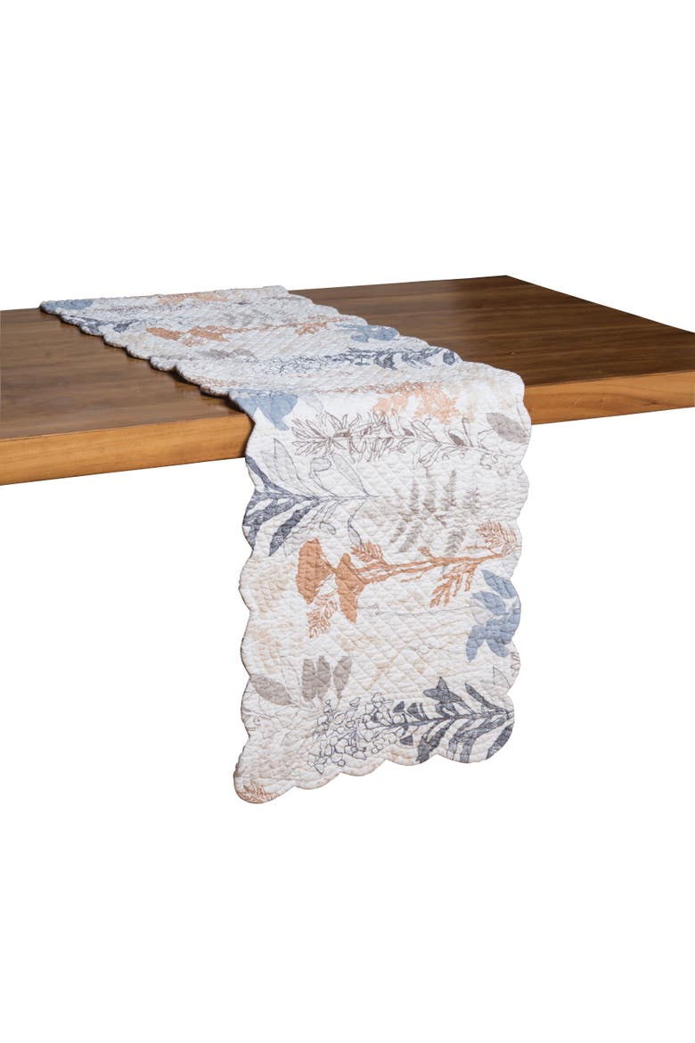 Lina Watercolor Theme Floral Flowers & Leaves Decorative Cotton Kitchen Table Runner 14" x 51", Alternate, color, Orange