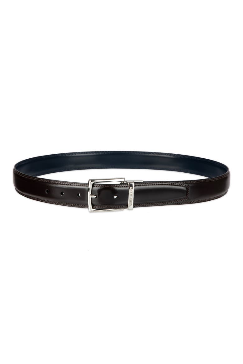Reversible Leather Belt, Main, color, CHOCOLATE / NAVY