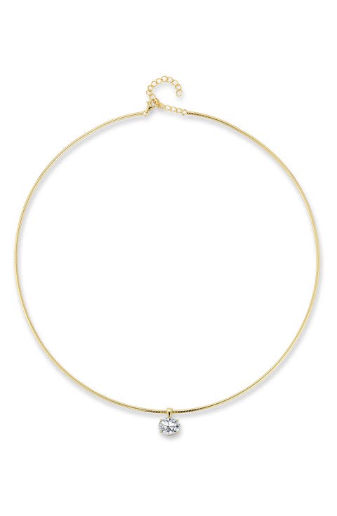 Lab-Created Moissanite Pendant Wire Necklace