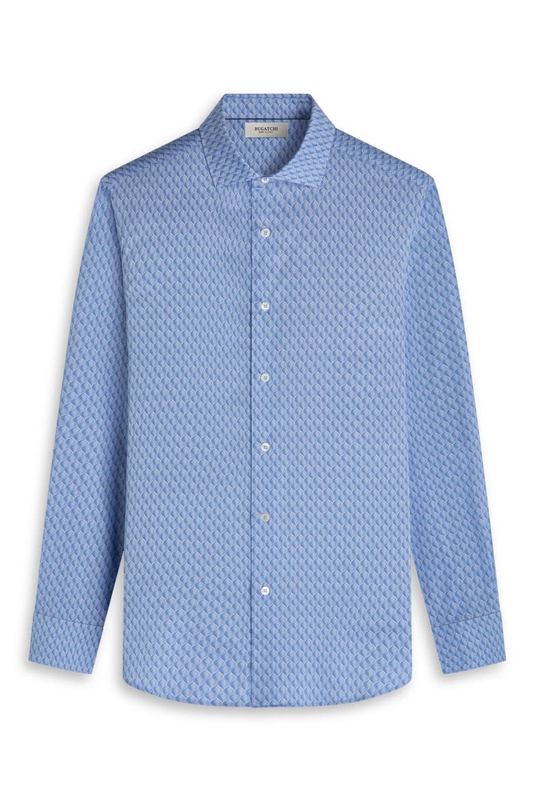 Axel Trim Fit Leaf Print Stretch Cotton Button-Up Shirt, Alternate, color, AIR BLUE