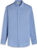 Bugatchi Axel Trim Fit Leaf Print Stretch Cotton Button-Up Shirt