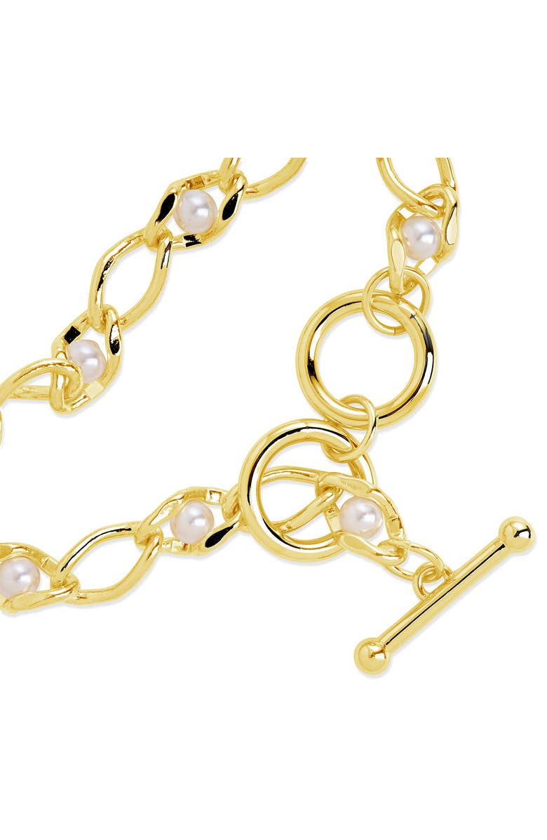 Sterling Forever 14K Gold Plated Amedea Synthetic Pearl Chain Bracelet, Alternate, color, Gold