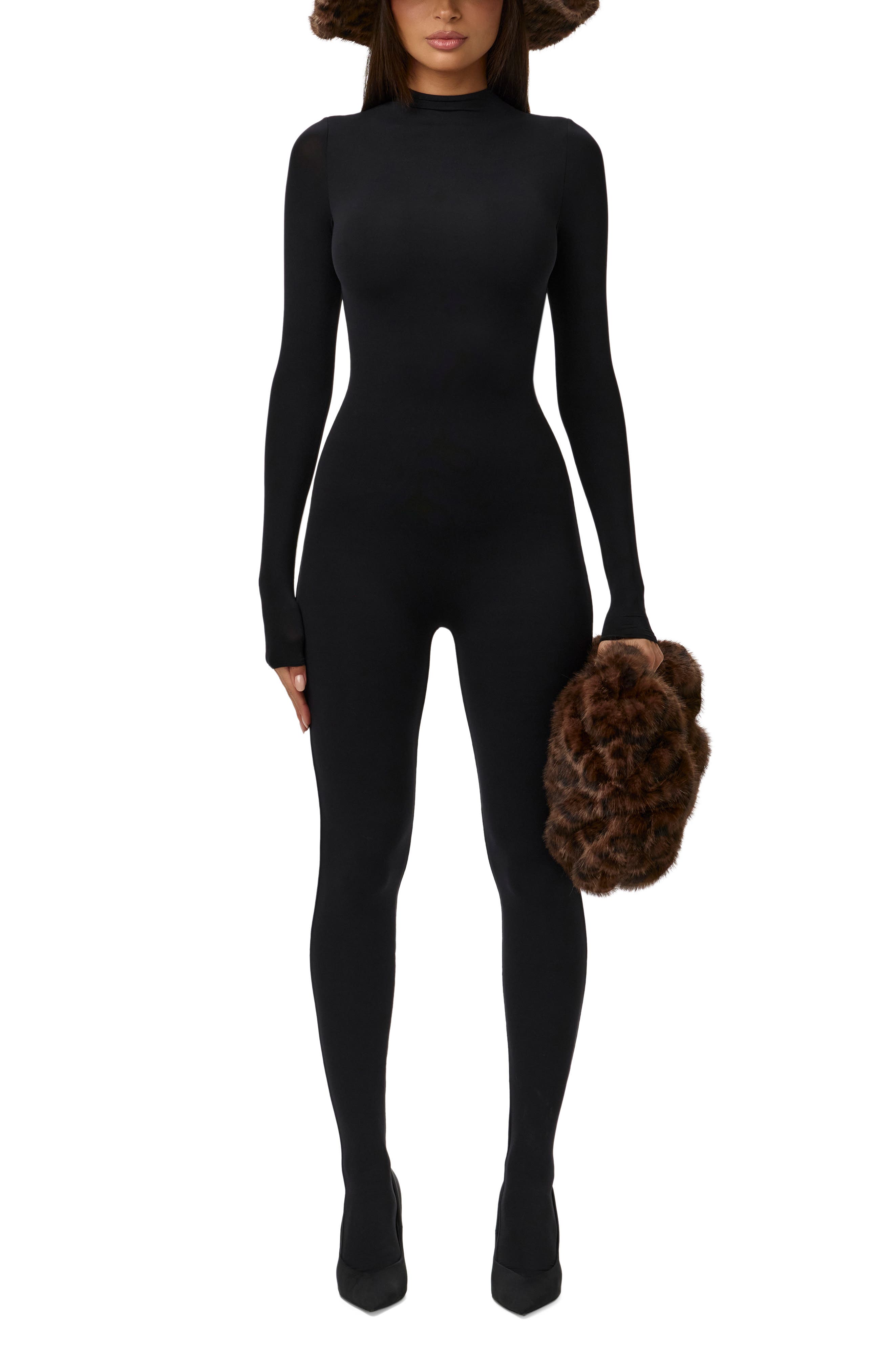 Naked Wardrobe Leopard Faux Fur Clutch, Alternate, color, Dark Leopard