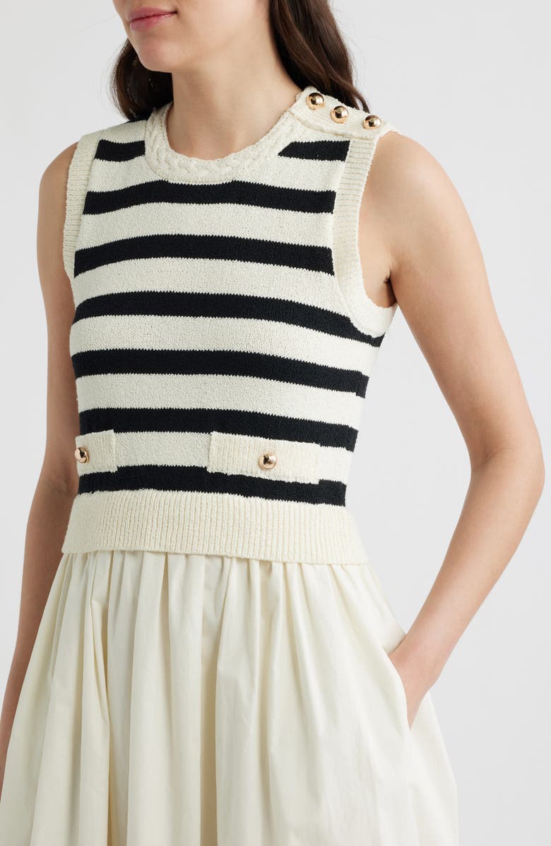 ZOE AND CLAIRE Mixed Media Sleeveless Dress, Alternate, color, Cream