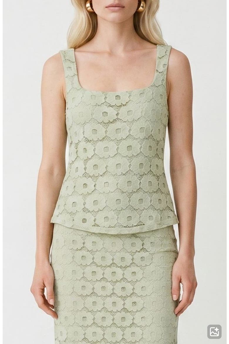 Janelle Floral Lace Tank, Main, color, FOG GREEN