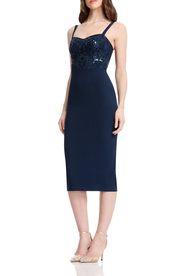 Silvia Embellished Bustier Cocktail Dress, Main, color, NAVY