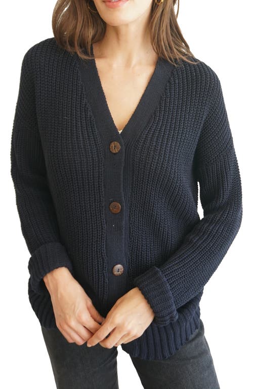 Paneros Clothing Emily Long Cotton Cardigan In Midnight Navy