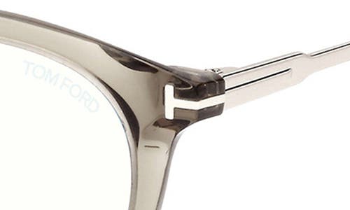 Tom Ford 49mm Round Blue Light Blocking Optical Glasses In Olive/palladium/t Logo