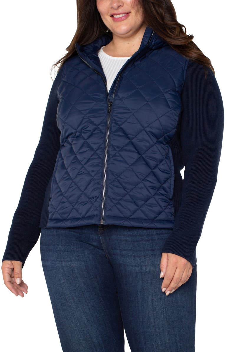 Liverpool Los Angeles Quilted Front Hooded Jacket, Main, color, 