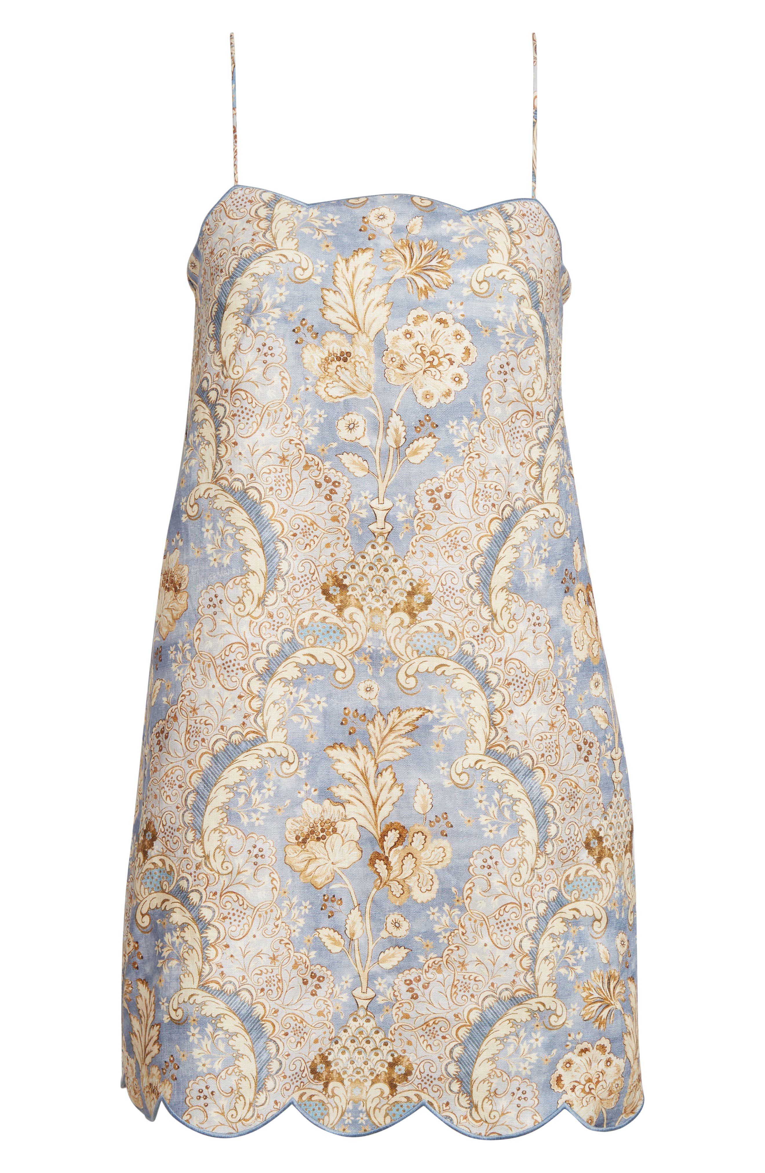 Zimmermann Daylight Scallop Mini Dress In Damask Denim In Blue