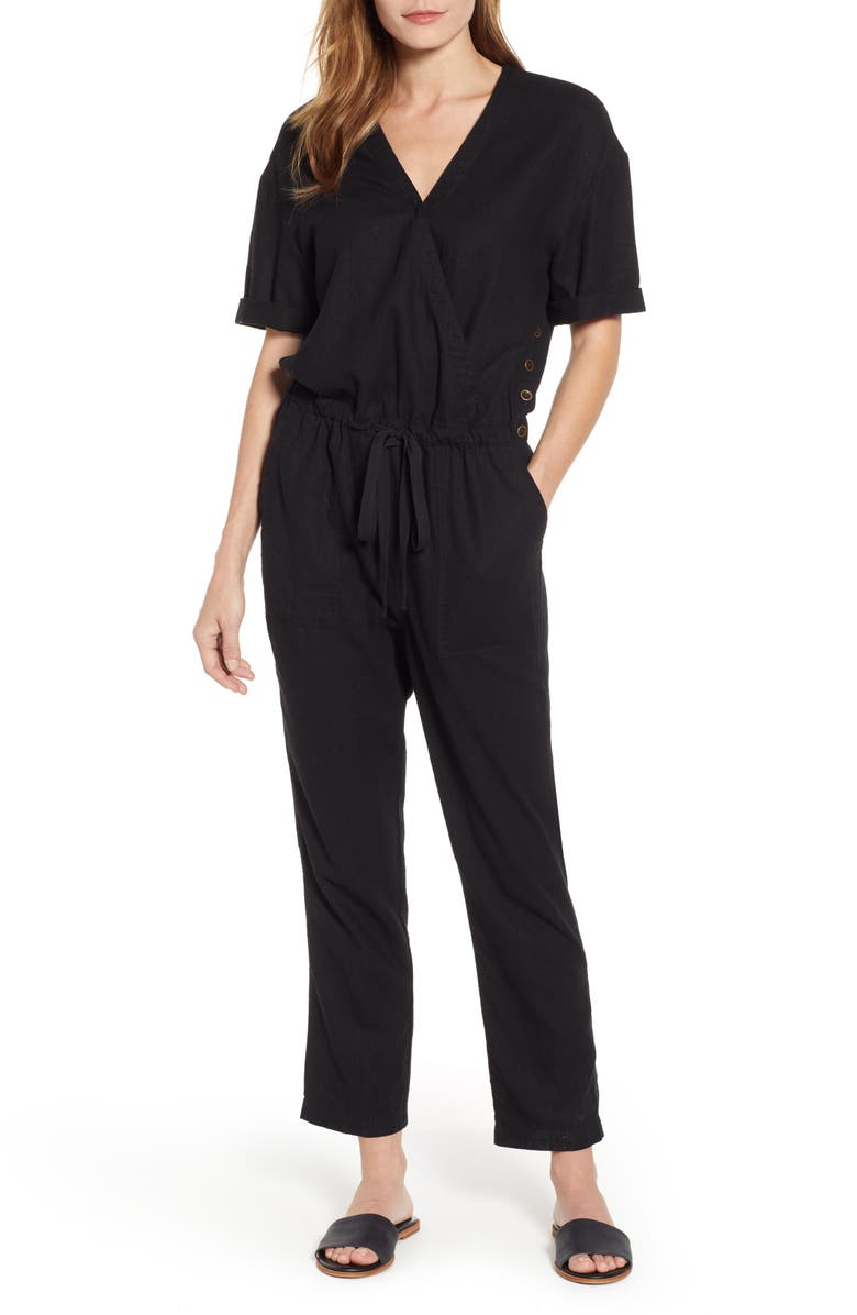 Caslon<sup>®</sup> Faux Wrap Jumpsuit, Main, color,