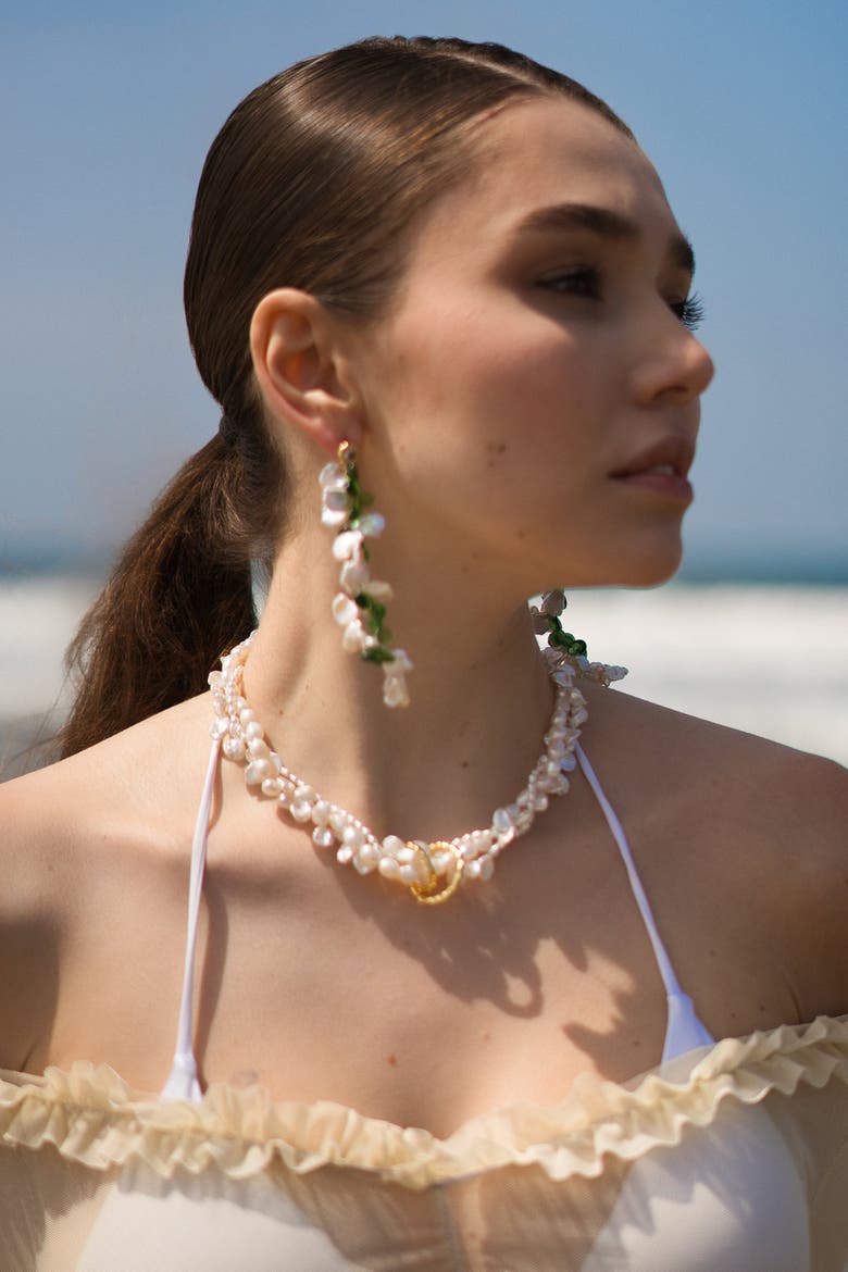 Nina Multi-Strand Baroque Pearl Choker Necklace, Alternate, color, Gold