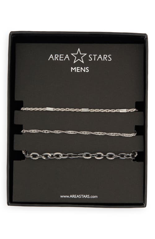 Area Stars Set Of 3 Slim Chain Bracelets In Silver/black