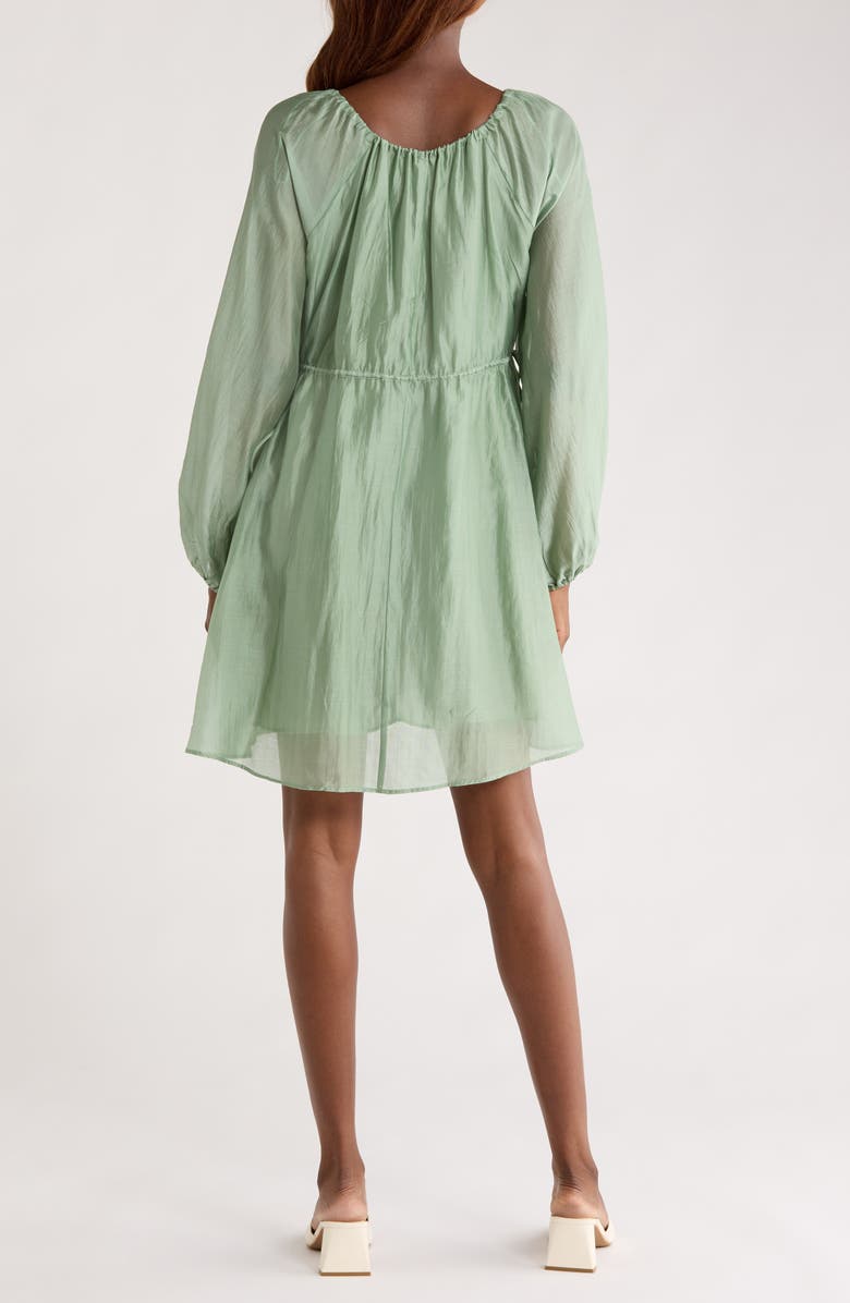 MELLODAY Tie Front Long Sleeve Dress, Alternate, color, Mint