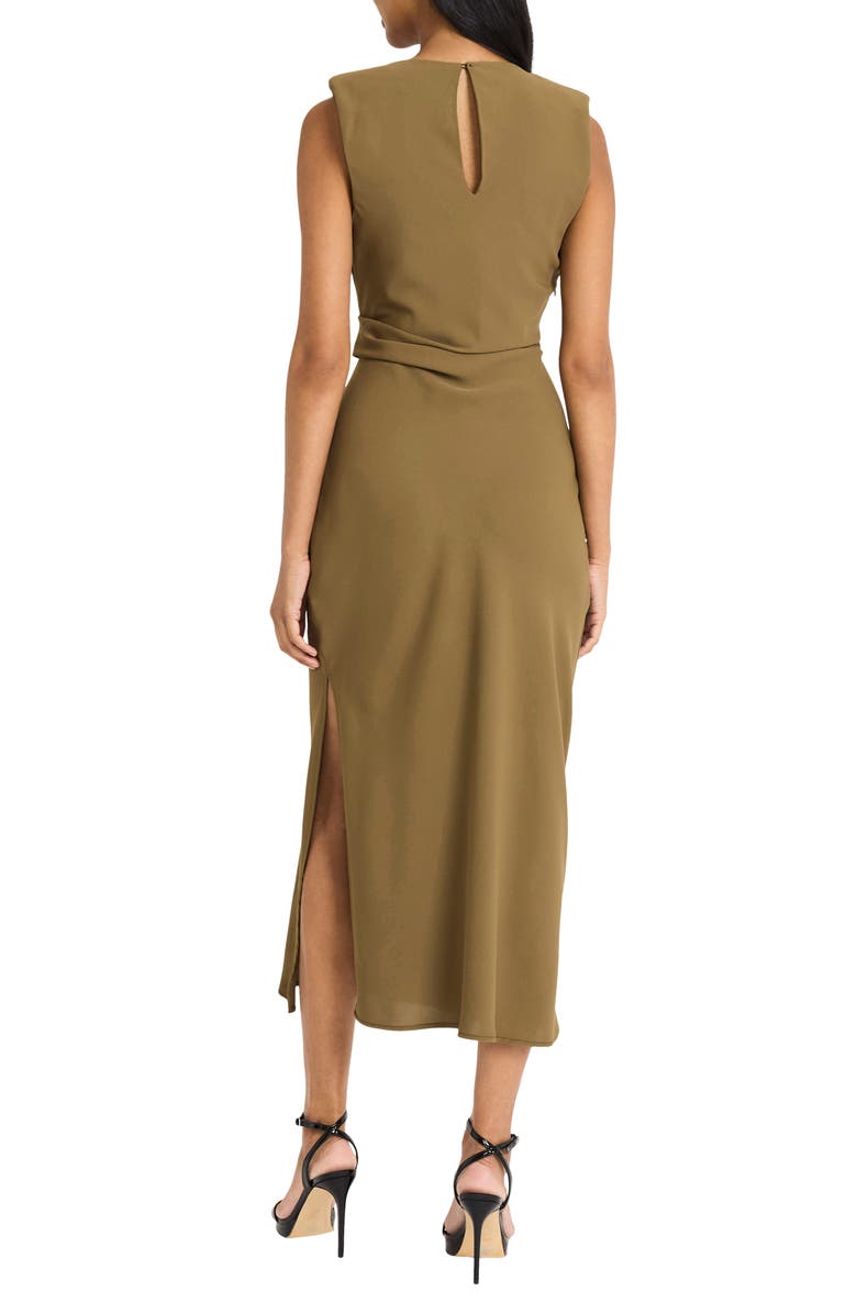 DONNA MORGAN FOR MAGGY Ruched Side Slit Tank Midi Dress, Alternate, color, Military Olive