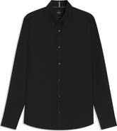 BOSS Roan Slim Fit Solid Cotton Button-Down Shirt