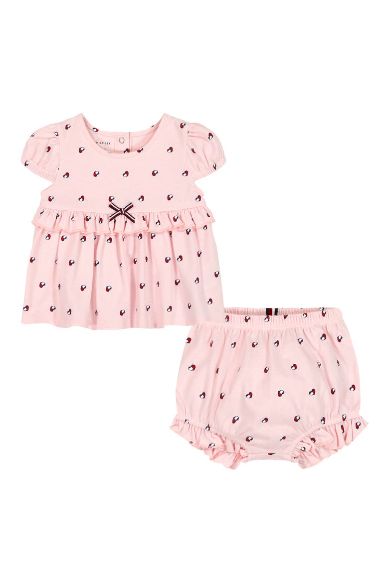Tommy Heart Logo Top & Bloomers Set, Main, color, DARK PINK