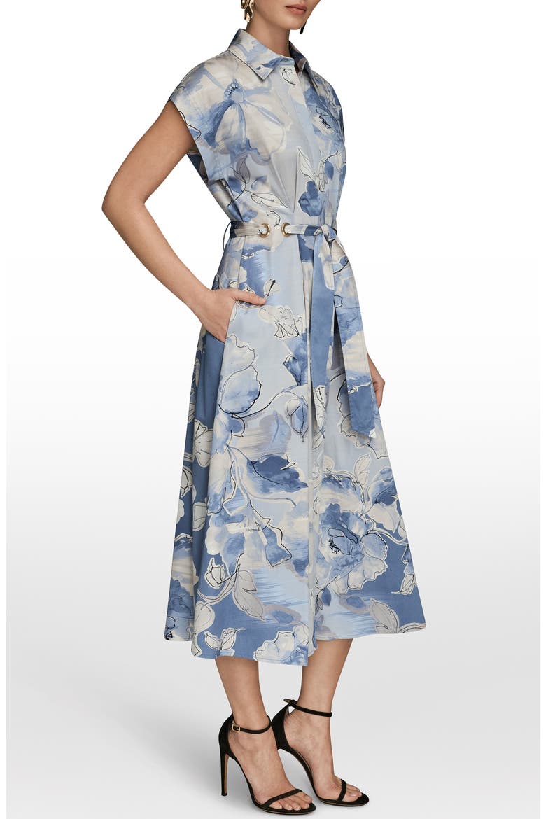 Print Tie Waist Midi Shirtdress, Alternate, color, TEMPEST MULTI