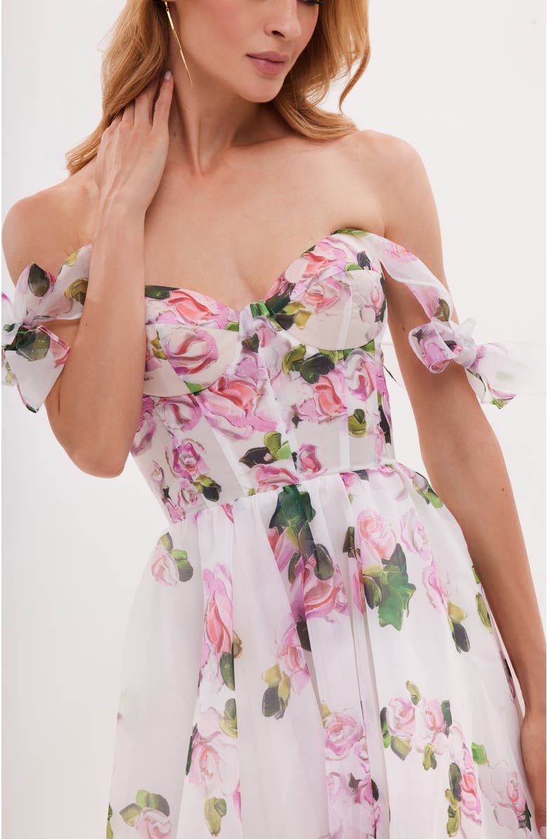 Milla Tender Floral Midi Tie-Strap Dress, Alternate, color, Apple Blossom