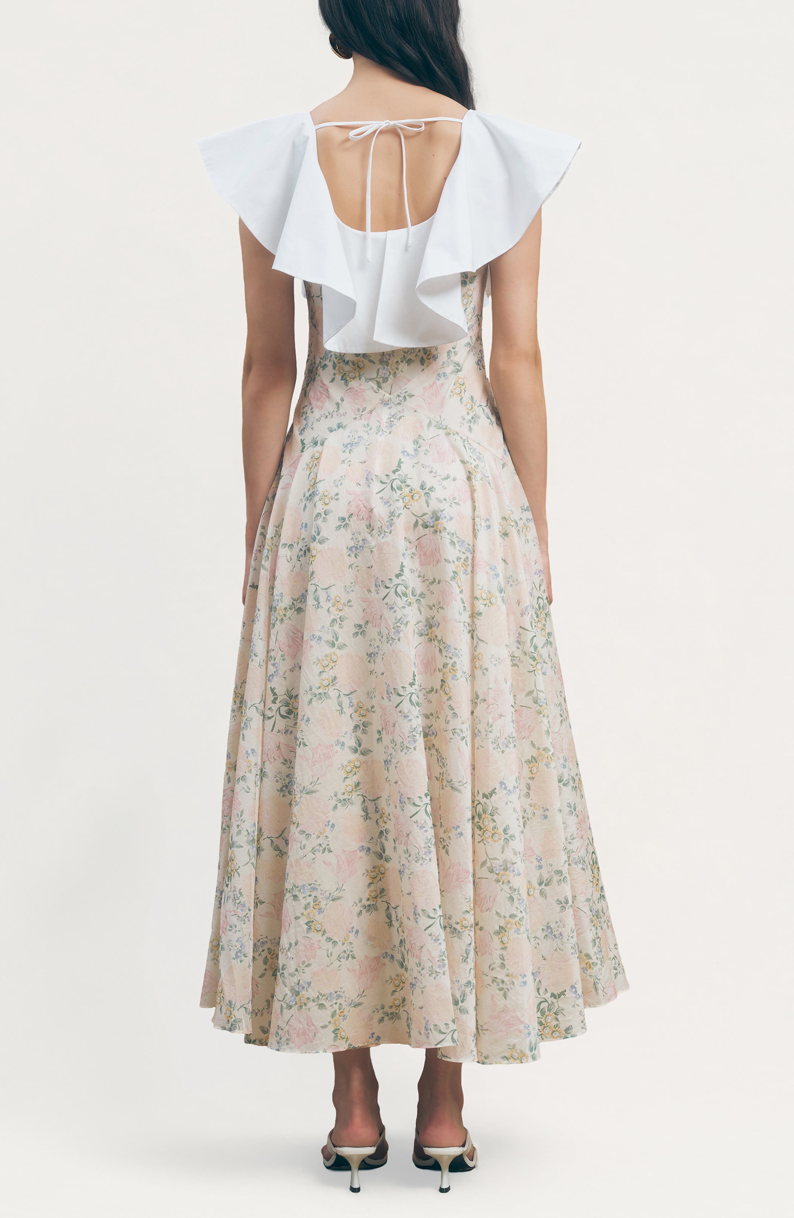 MAUDE CLUB Fawn Floral Oversize Poplin Ruffle Collar Dress (Women ...