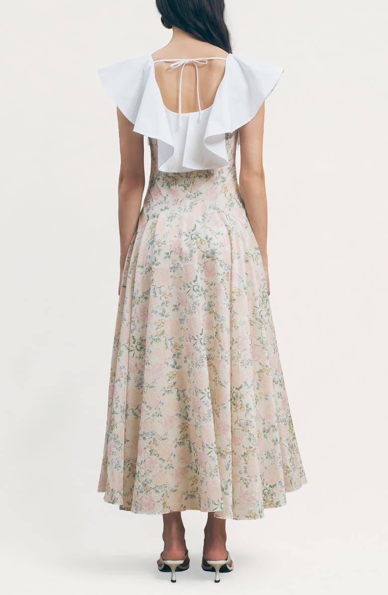 MAUDE CLUB Fawn Floral Oversize Poplin Ruffle Collar Dress, Alternate, color, Vintage Floral Print