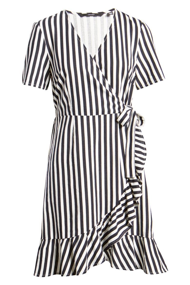 Helenmilo Stripe Wrap Linen Blend Dress, Alternate, color, NIGHT SKY STRIPE