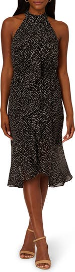 【海外限定】AdriannaPapell ドレス☆Shirred Dot Chiffon Black Adrianna Papell Shirred Dot Chiffon Dress | Nordstromrack