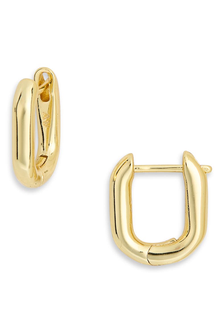 Small Oval Tube Huggie Hoop Earrings, Main, color, GOLD
