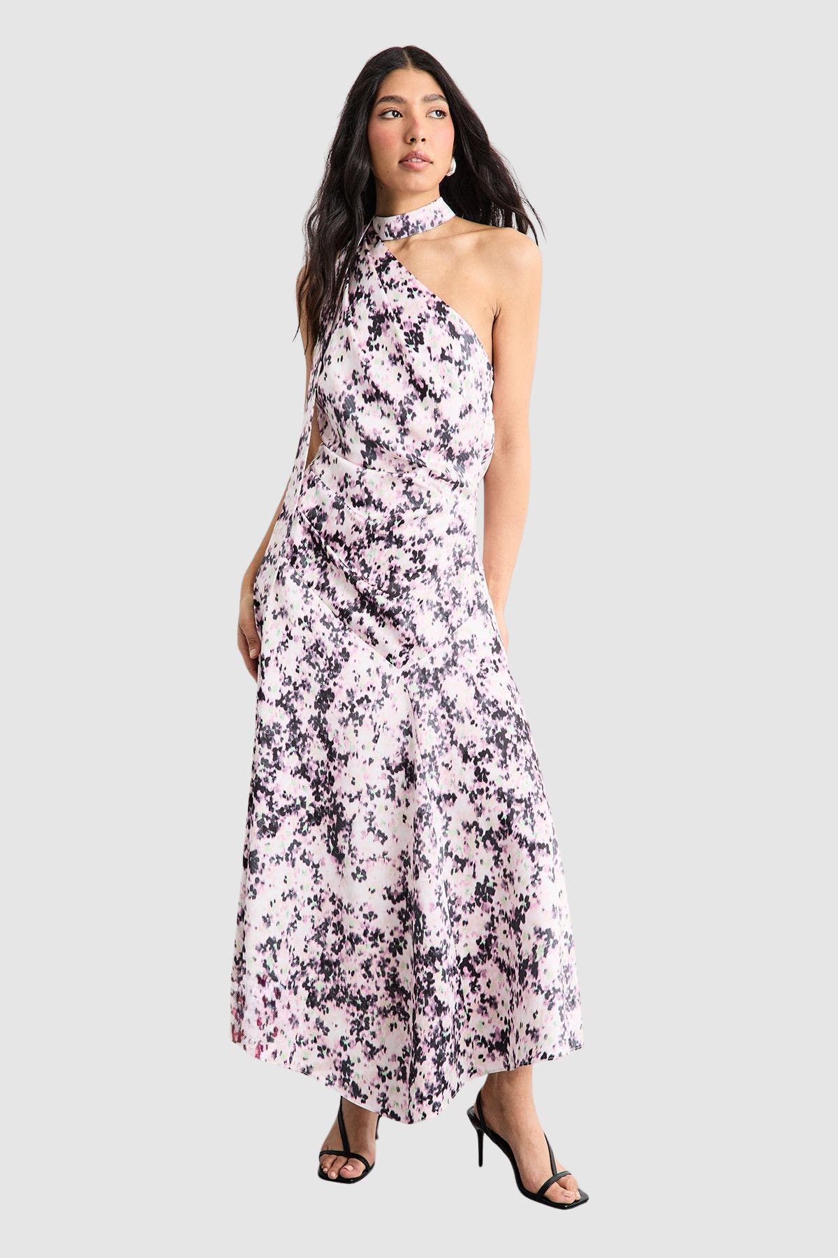 Scarf Tie Asymmetric Maxi Dress