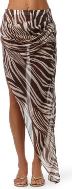 Naked Wardrobe Zebra Stripe Asymmetric Chiffon Skirt