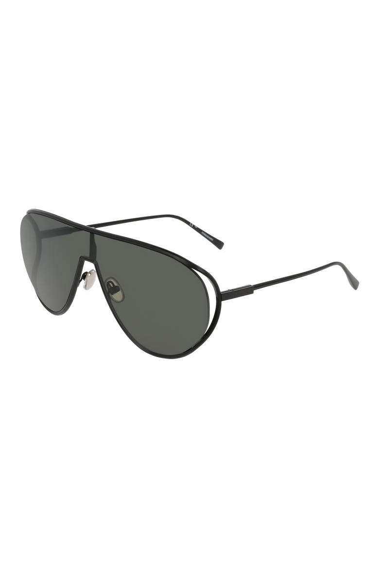 63mm Oversize Aviator Sunglasses, Alternate, color, BLACK