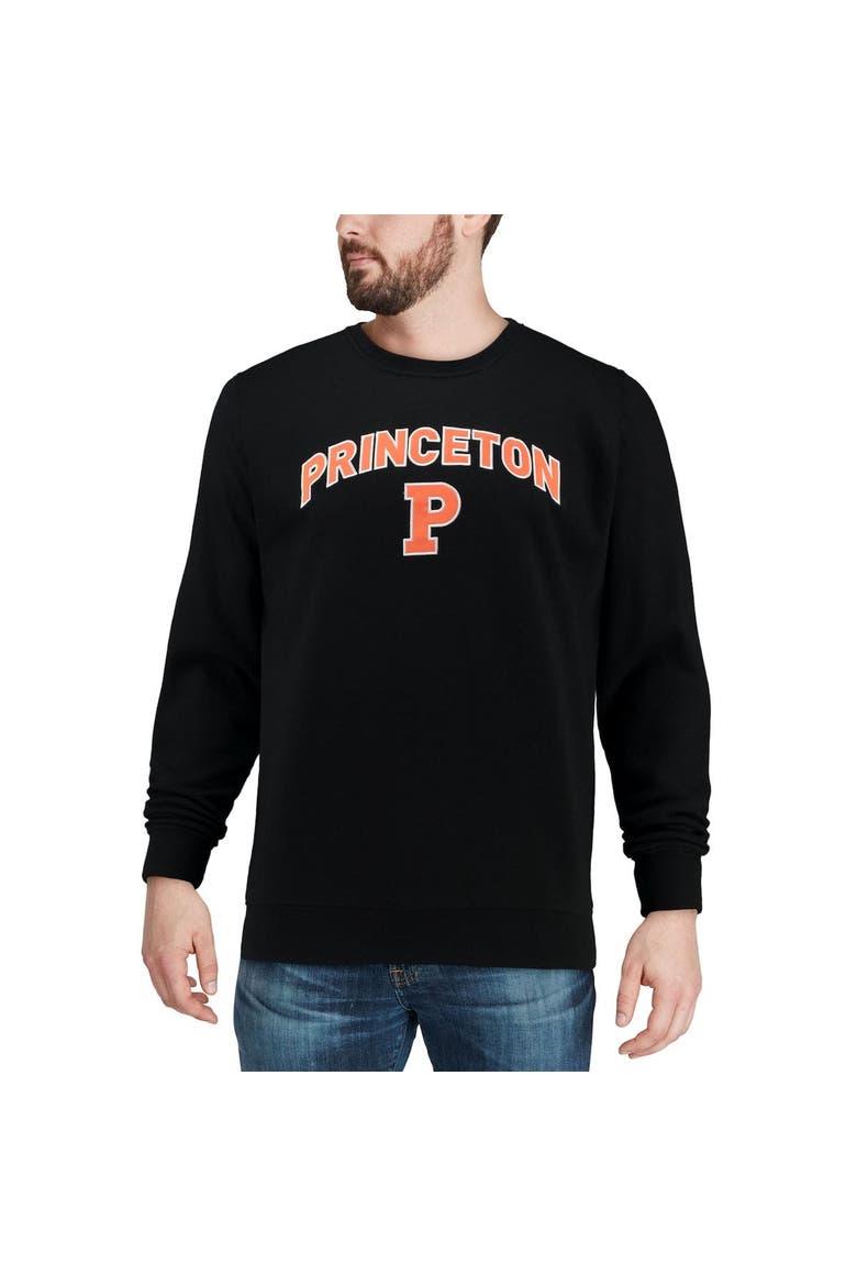 Men's Colosseum Black Princeton Tigers Arch & Logo Crew Neck Sweatshirt, Alternate, color, Black