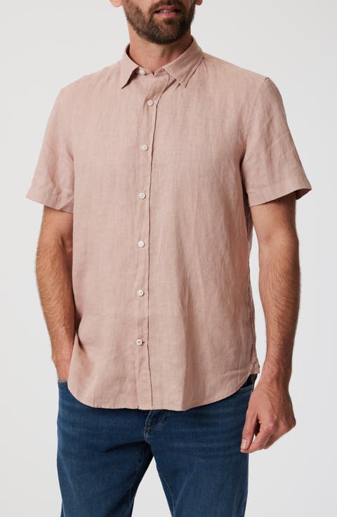 Short Sleeve Linen Button-Up Shirt