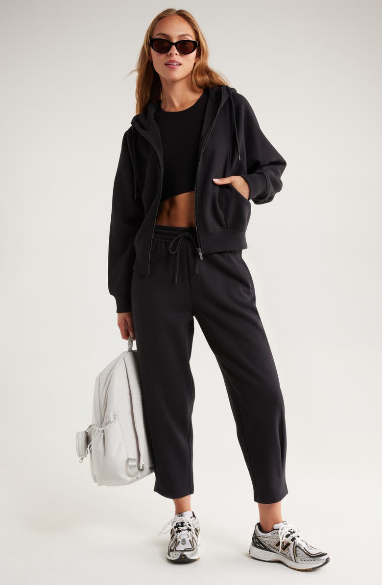 Zella Ultracozy Fleece Full Zip Hoodie, Alternate, color, Black