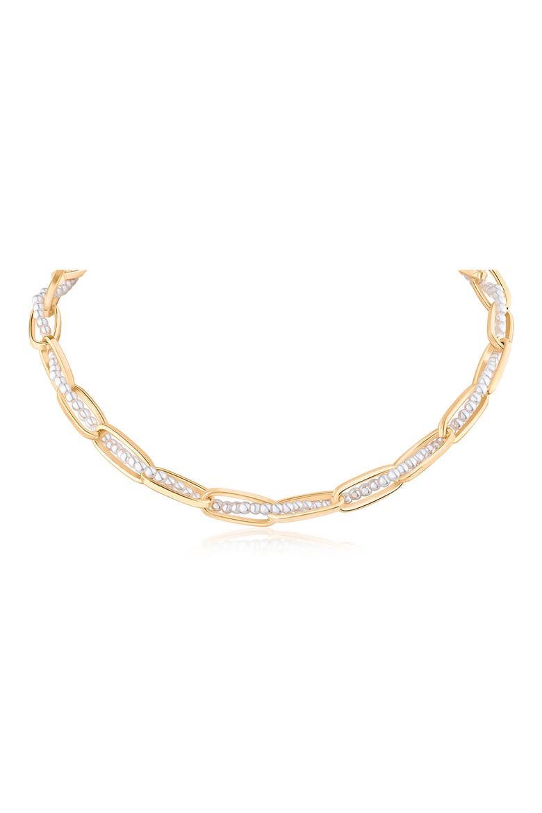 Faux Pearl Twist Link Necklace (Nordstrom Exclusive), Main, color, WHITE/ GOLD
