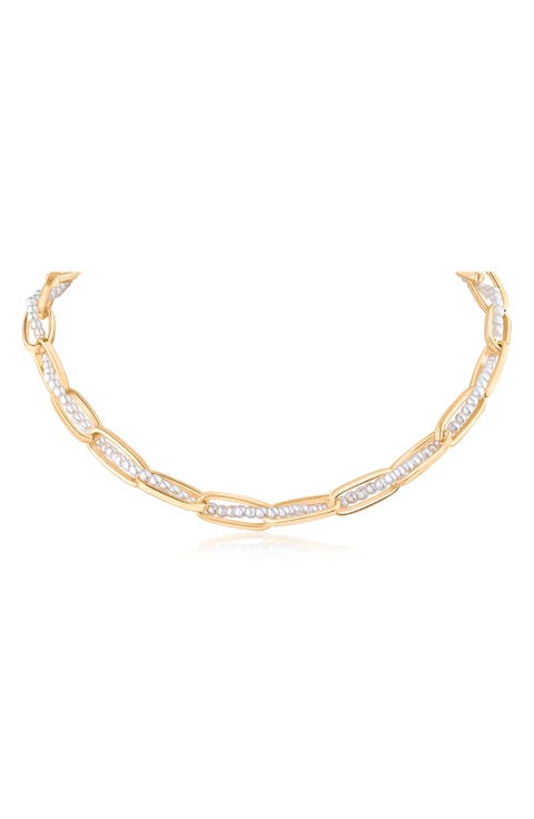 Faux Pearl Twist Link Necklace