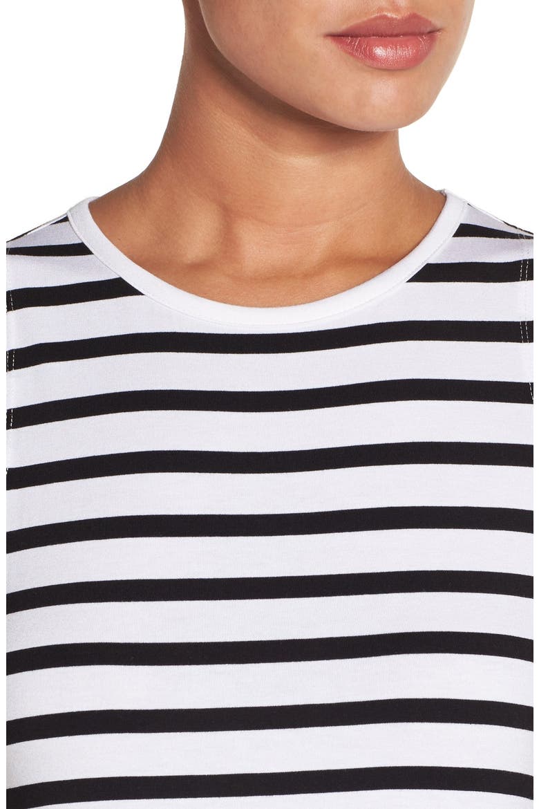 Stripe Sleeveless A-Line Dress, Alternate, color, WHITE/ BLACK
