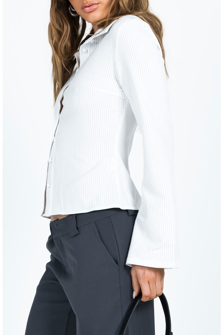 Anni Pinstripe Long Sleeve Button-Up Shirt, Alternate, color, WHITE