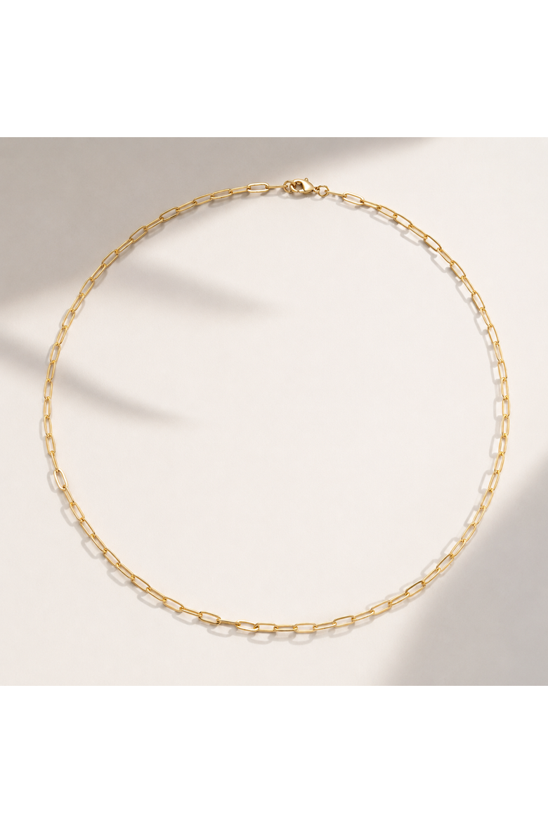 Aureline Paperclip Necklace, Alternate, color, Gold