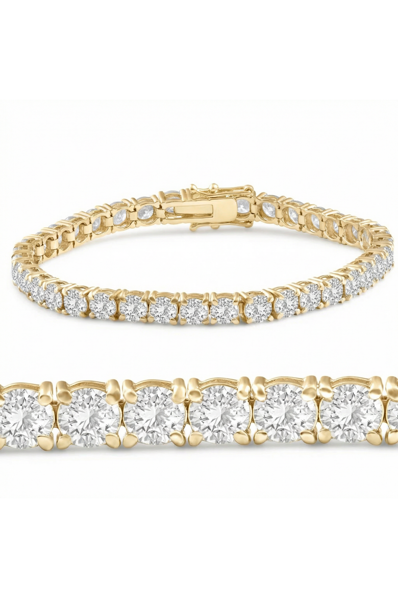13Ct Round-Cut Diamond Tennis Bracelet 14k Gold 7" Lab Grown, Main, color, 14k Yellow Gold