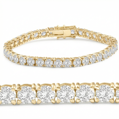 13Ct Round-Cut Diamond Tennis Bracelet 14k Gold 7" Lab Grown (F/VS)
